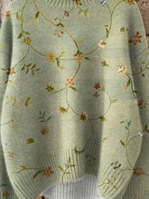 Load image into Gallery viewer, Vintage Lovely Floral Art Print Knit Turtleneck Pullover Sweater