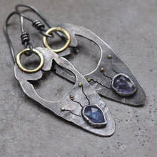 Load image into Gallery viewer, Skeleton Metal Blue Violet Crystal Earrings