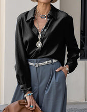 Load image into Gallery viewer, Elegant Solid Color Lapel Casual Long Sleeve Shirt