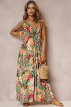 Load image into Gallery viewer, Everyday Pink Chiffon Floral Print Deep V Neck Sleeveless Maxi Dress