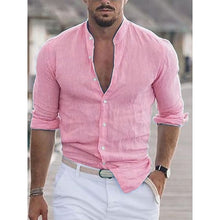 Load image into Gallery viewer, Men's Linen Shirt Shirt Summer Shirt Beach Shirt Collar Long Sleeve