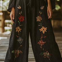 Load image into Gallery viewer, Bohemian Holiday Style Retro Linen Floral Ethnic Totem Print Casual Pants