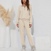 Load image into Gallery viewer, V-Neck Strappy Hooded Sweatshirt Set