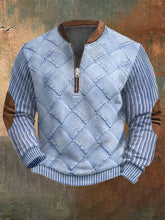 Load image into Gallery viewer, Men's Vintage Knit Print Zip-Up Sweatshirt