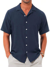Load image into Gallery viewer, Men's Summer Solid Color Comfortable Puff Wrinkle Short Sleeve Shirt