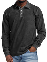 Load image into Gallery viewer, Men's Retro Lapel Button Casual Solid Color Long Sleeve Polo Shirt