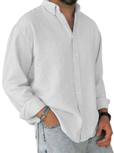 Load image into Gallery viewer, Men's Casual Simple Cotton Lapel Long-Sleeved Shirt