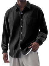Load image into Gallery viewer, Men's Casual Simple Vertical Pit Strip Long-sleeved Lapel Shirt