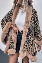 Load image into Gallery viewer, Leopard Print Fashionable Raw Edge Shawl Cape Cardigan