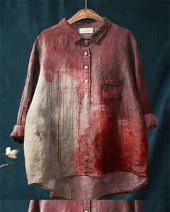 Halloween Bloody Cotton and Linen Shirt