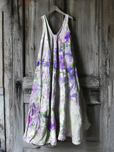 Load image into Gallery viewer, Vintage Violet Floral Art Linen Tank Dress 3f29
