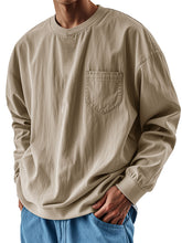 Load image into Gallery viewer, Men's Fashionable Round Neck Casual Pocket Long Sleeve Top