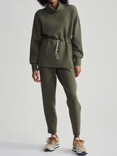 Load image into Gallery viewer, Turtleneck Drawstring Waist Slit Casual Suit