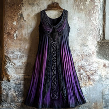 Load image into Gallery viewer, Vintage Viking Raven Celtic Gradient 3d Graphics Linen Tank Dress