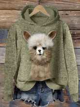 Load image into Gallery viewer, Funny Alpaca Felt Art Cozy Knit Hoodie