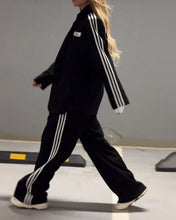 Load image into Gallery viewer, Fashionable Striped Blazer &amp; Wide Leg Pants Two-Piece Set