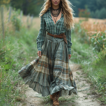 Load image into Gallery viewer, Women's Vintage V-neck Bohemian Pastoral Style Long-sleeve Maxi Long Dress