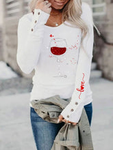 Load image into Gallery viewer, Women's Valentine's Day Shiny Love Heart Wine Glass Long Sleeve T-Shirt