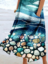 Load image into Gallery viewer, Women's Seaside Art Print Pocket Casual Resort Comfort Maxi Dress