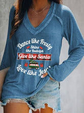 Load image into Gallery viewer, Women's Dance Like Frosty, Shine Like Rudolph, Give Like Santa Love Like Jesus Print T-Shirt
