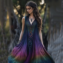 Load image into Gallery viewer, Viking Celtic Art Gradient Linen Tank Dress