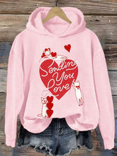 Load image into Gallery viewer, Women's Valentine's Day Printed Long Sleeve Hooded Sweatshirt