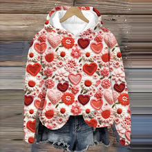 Load image into Gallery viewer, Valentine's Day Heart Flower Print Graphic Cozy Knit Sweater