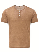 Load image into Gallery viewer, Men's Summer Solid Button Textured Short Sleeve Henley Shirt