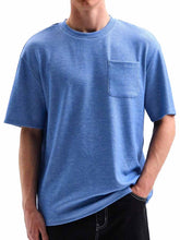 Load image into Gallery viewer, Men's Comfortable Basic Striped Fabric U-shaped Pocket Round Neck Short-Sleeved T-shirt