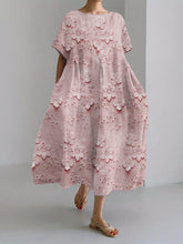 Load image into Gallery viewer, 3D Floral Lace Embroidered Linen Blend Maxi Dress