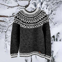 Load image into Gallery viewer, Vintage Icelandic Knit Jacquard Islender Crew Neck Sweater（Unisex）