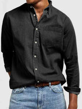 Load image into Gallery viewer, Men's Vintage Washed 100% Cotton Long Sleeve Pocket Shirt
