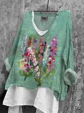 Load image into Gallery viewer, Vintage Floral Art Linen Blend Blouse