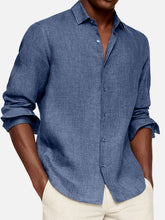 Load image into Gallery viewer, Men's Casual Solid Color Cotton Lapel Long-Sleeve Shirt
