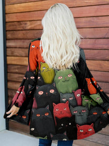 Cute Crowded Cats Pattern Flowy Cardigan