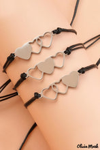Load image into Gallery viewer, 3pcs black heart decor bracelets