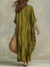 Load image into Gallery viewer, Olive Green Relaxed Bohemian Maxi Dress