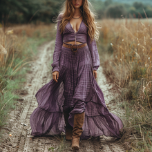 Load image into Gallery viewer, Women's Vintage V-neck Bohemian Pastoral Style Long-sleeve Maxi Long Dress