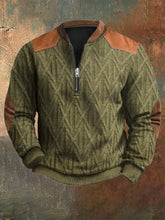 Load image into Gallery viewer, Men&#39;s Vintage Geometric Jacquard Stitching Knit Zip-Up Sweatshirt