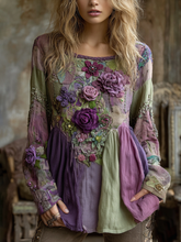 Load image into Gallery viewer, Classy Vintage Floral Splicing Cotton And Linen Long Sleeve Shirt