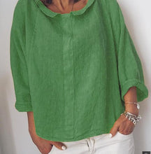 Load image into Gallery viewer, Women's Solid Color Small Lapel Pullover Cotton Linen Shirt