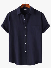 Load image into Gallery viewer, Men's Cotton And Linen High Quality Striped Pocket Short Sleeve Shirt