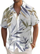 Load image into Gallery viewer, Men's Hawaiian Ink Bamboo Leaf Print Short Sleeve Shirt