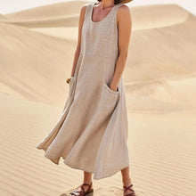 Load image into Gallery viewer, Women&#39;s Sleeveless Cotton And Linen Dress