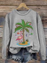 Load image into Gallery viewer, Women&#39;s Christmas Palm Tree Flamingo Embroidery Print Casual Sweatshirt