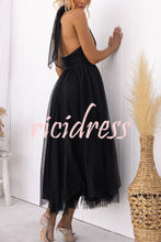 Load image into Gallery viewer, Fairy Vibes Tulle Gathered Detail Halter Maxi Dress