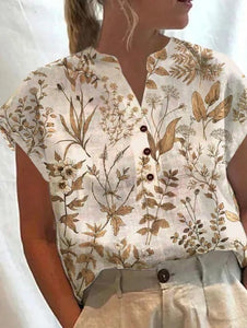 Women's Vintage Floral Art Print Casual Top