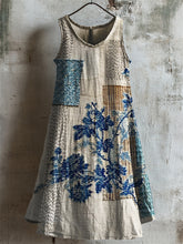 Load image into Gallery viewer, Vintage Classy Floral Textile Linen Tank Dress b0f6