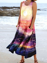 Load image into Gallery viewer, Women's Sunset At Sea Watercolor Art Print Pocket Dress