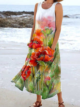 Load image into Gallery viewer, Women's Oil Painting Floral Pattern Tank Top Dress